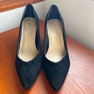 US 8 Marc Fisher black suede pumps with block heel - worn once